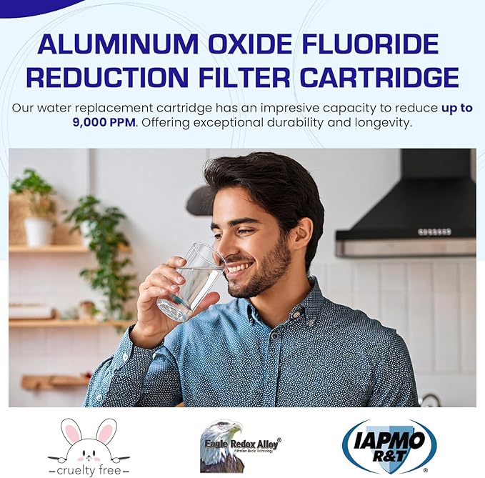 Crystal Quest Aluminum Oxide Fluoride Reduction Filter Cartridge, 2-7/8” x 20, Advanced Media, 2.5 GPM Flow Rate, Reduces Fluoride Up to 9,000 ppm, Long-Lasting, Easy Installation & Maintenance