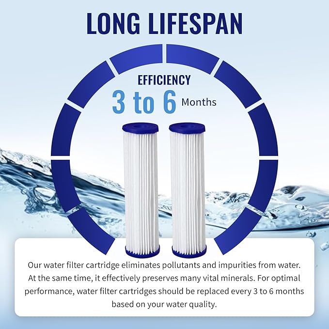 CFS – 2 Pack Pleated Water Filter Cartridges Compatible with 0.35 Sub-micron Post-Filter for Whole House Water Filter System Models – Removes Bad Taste – Replacement Filter Cartridge – 0.35 Micron