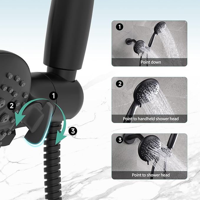 SR SUN RISE Shower System with Tub Spout, 35-Function Dual 2-in-1 Tub and Shower Faucet Combo Set, Single-Handle Tub and Shower Trim Kit, Patented 3-Way Diverter Matte Black(Valve Included)