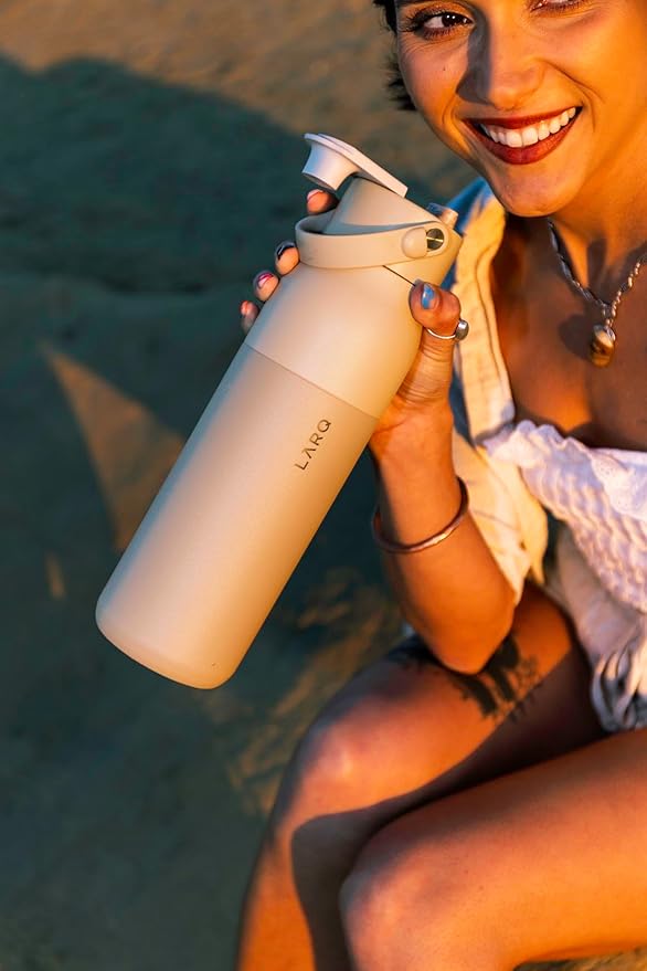 LARQ Bottle Swig Top 23oz - Insulated Reusable Stainless Steel Water Bottle With Built-In Silicone Handle | BPA Free | For Sports, Gym, and Travel | Mojave Dune