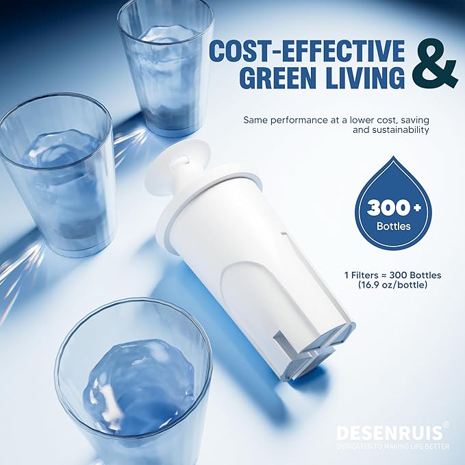 Water Filter Replacement Compatible with Brita Water Pitchers and Dispensers, by DESENRUIS for Classic 35557, OB03, Mavea 107007, Reduce Chlorine and Bad Taste, BPA free, Pack of 3