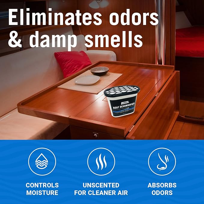 Moisture Absorber and Boat Dehumidifier, Charcoal Odor Remover for Damp Smell and Humidity, Unscented and Fragrance-Free, 4 Pack, Ideal for Basement, Closet, Home, RV, or Boating, No Refill Needed