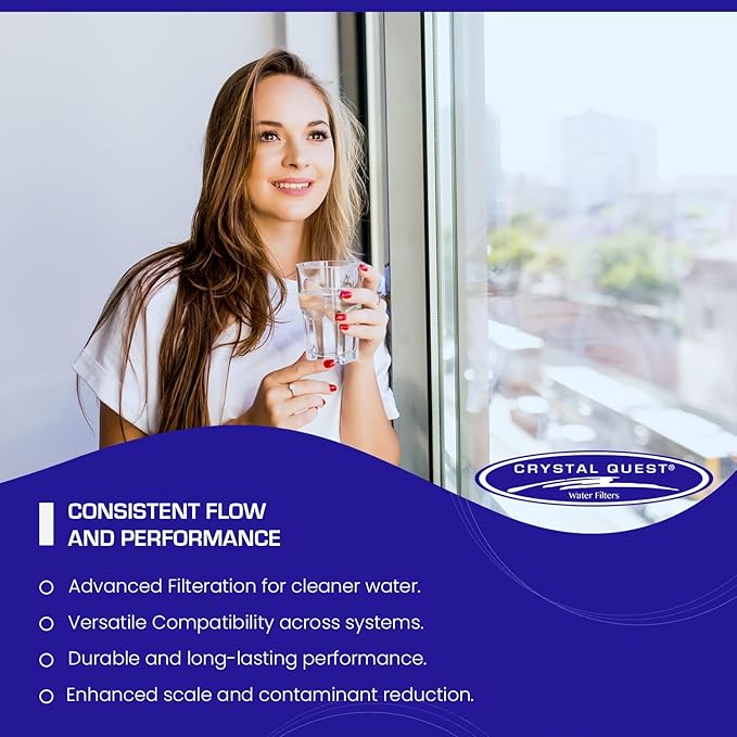 Crystal Quest Phosphate & Coconut Shell GAC Filter Cartridge – Reduces Scale, Chlorine & Chloramine – Enhances Water Quality – Long-Lasting, High-Performance Filtration for Home & Commercial Use