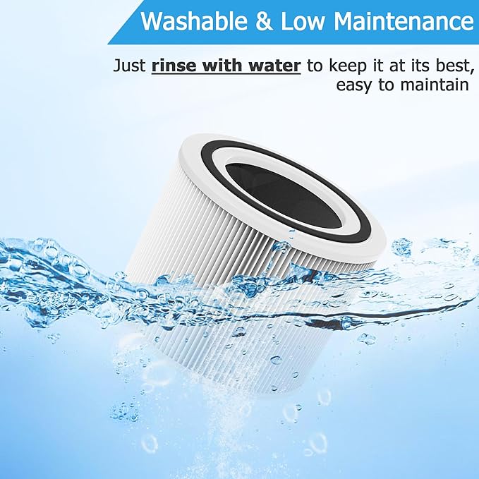 Core 300 𝐖𝐚𝐬𝐡𝐚𝐛𝐥𝐞 Replacement Filter for LEVOIT Core 300, Core 300S and Core 300-P Air Purifier, 3-in-1 H13 True HEPA Filter with High-Efficiency Activated Carbon for Core300-RF, 1 Pack