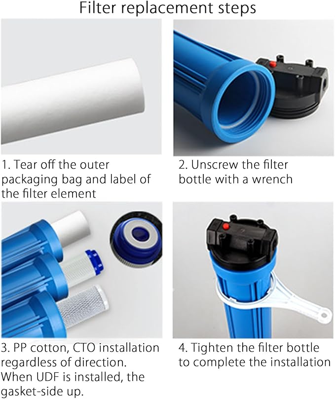 20" x 2.5" Cation Resin Water Softener Cartridge, 4pcs Replacement water filter, for Standard 20inch Whole House Water Filter Systems