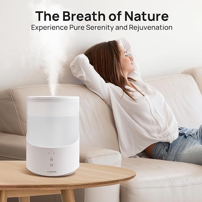 Humidifier for Bedroom, 2.5L Cool Mist Humidifier with Essential Oils Diffuser and Nightlight, Top Fill Humidifiers for Home, Auto Shut-off