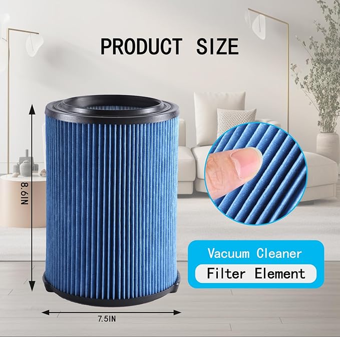 VF5000 Filter Compatible for Shop Vac 6-20 Gallon Wet Dry Vacuum Cleaner, Fits WD1450 WD0970 WD1270 WD09700 WD06700 WD1680 WD1851 WD1956 WD0970M0 WD0970EX0 2pcs