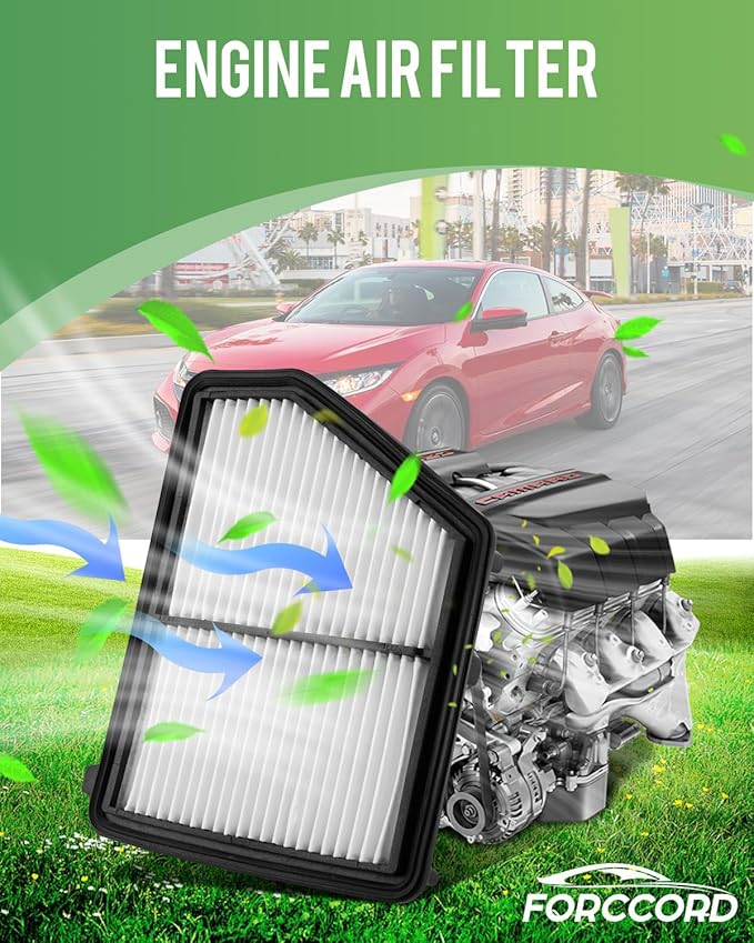 Cabin and Engine Air Filter Fit for Honda Civic (2.0L Gas) 2016 2017 2018 2019 2020 2021 2022 2023 2024 2025 2026 Activated Carbon Cabin Filter Replacement CF11182 CA12051 Car Accessories