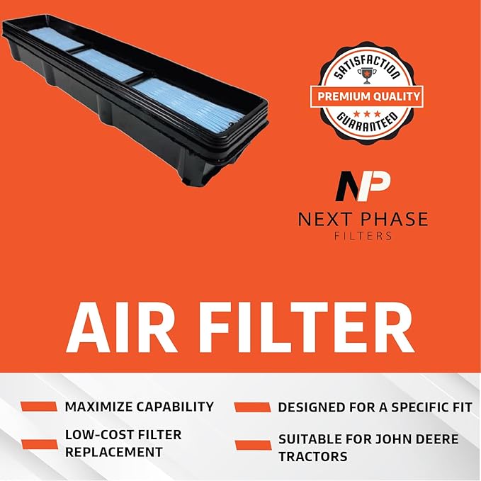 Air Filter for John Deere Tractors - Pack of 1 - Fits O.E., AL119095- Air Filter Replacement for Baldwin PA3928, Donaldson P789129, Luberfiner LAF4340, Wix 49096 - See NP49096-CASE 6 for Bulk Discount