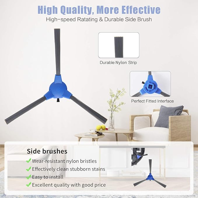 Replacement Parts Kit for Eufy RoboVac 11S, RoboVac 30, RoboVac 30C, RoboVac 15C, RoboVac 12, RoboVac 35C, Robotic Accessories,8 Filters,8 Side Brushes,1 Main Brush,1 Pre Filter,1 Rolling Brush Guard