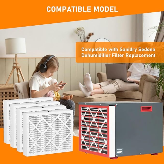 PN07126 MERV-13 Dehumidifier Filter Replacement Compatible with Sanidry Sedona Dehumidifier Filter PN07126, Pack of 4