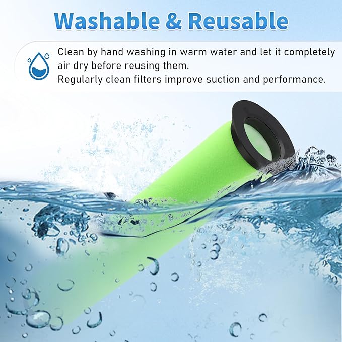 6 Pack Air Ram Filter Replacement for Bissell AirRam Stick Cordless Vacuum Models 1984 2144 21448 19841 19844, AirRam for Gtech Mk2 K9 Filters Vacuum Cleaner, Part # 1611215