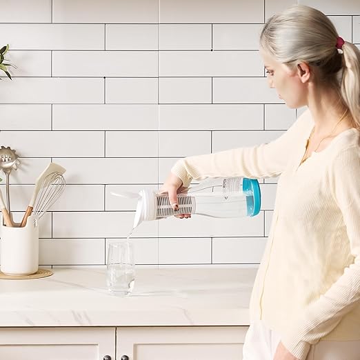 VEVOR Water Filter Pitcher, 6 Cup Glass Water Filter Dispenser, Fast & Compact Fridge-Friendly Water Filtration System, No BPA, Lasts 3 Months or 211 Gallons, Reduces Chlorine, Rust, Odors, PFOA/PFOS