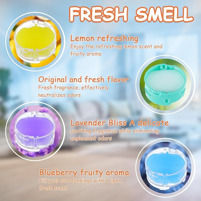 4Pack Odor Neutralizer Replacement Cartridge fit for Shark AZ3000 AZ3002 HZ3000 IZ862H IZ562H ZD550 ZU102 LA702 Odor Elimination Replacement 1541FC3000(Lemon/Bluebell/Lavender/Original)