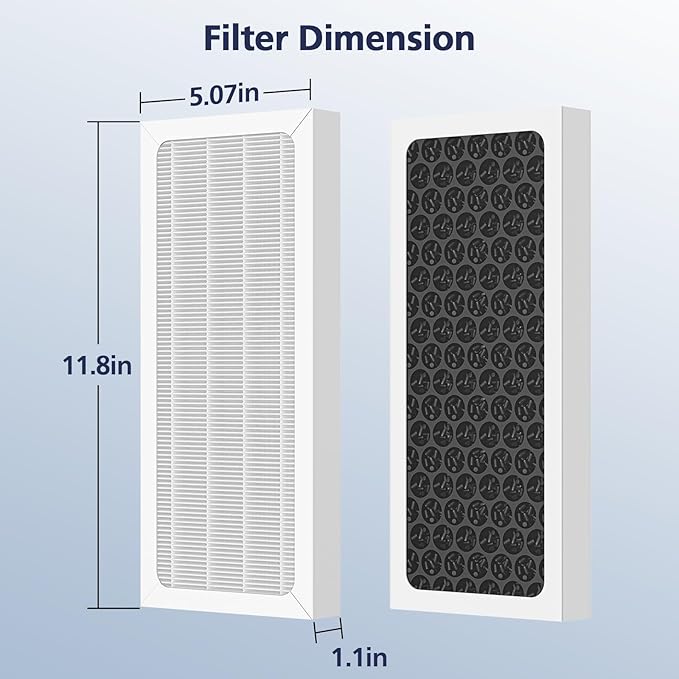 2 Pack Upgraded 3-in-1 Replacement Filter Compatible with Hamilton Beach 04383 Purifier 04384 04386A 04385 HEPA and Activated Carbon Filter, Replace Part#990051000