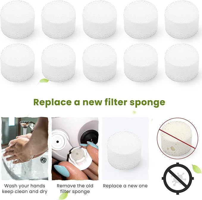 100 PCS Replacement Air Filter Sponge Nebulizer Filters Replacement Round Sponge Air Filter Replacements for Compressor System Accessories White