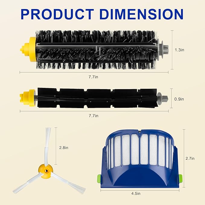 Funmit Parts Replacement for Roomba 500 600 Series 595 585 564 690 692 694 Vacuum Cleaner Accessories- Includes 3 Filter, 3 Side Brush and 1 Bristle Brush