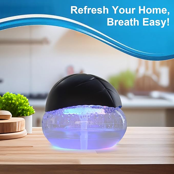 Water-Based Purifier Air Washer, Air Revitalizer & Freshener, Air Fresher with 7 LED Color Changing Light for Rooms (Black)