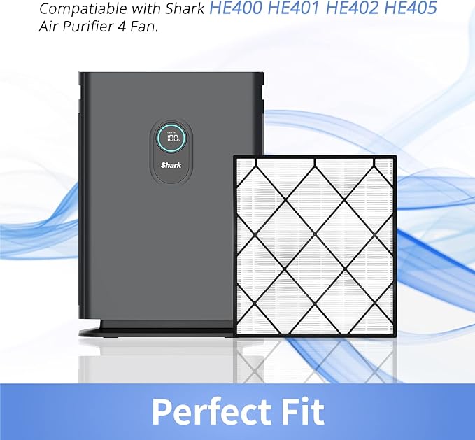 True HEPA Filter Replacement for Shark Air Purifier 4, Compatible with Shark HE400, HE401, HE401C, HE401NP, HE402, HE402C, HE405, UA415, Compare Part No. HE4FKBAS, HE4FKPET, HE4FKPETMB, HE4FKPRO