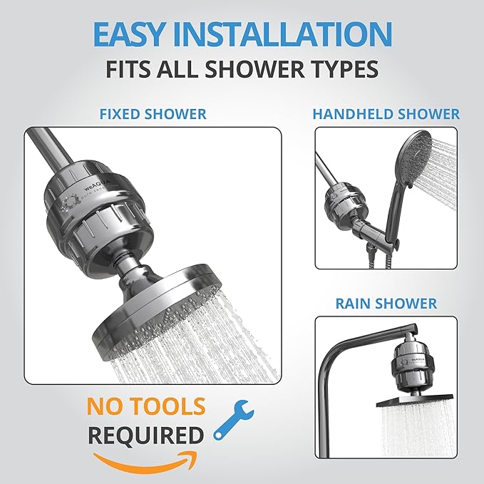WeAQUA Heavy Duty NO BS Shower Filter Jumbo 3 PACK – 99% Removal for Hard Water, Chlorine, Fluoride, Heavy Metals, Micro-life, Organics and More