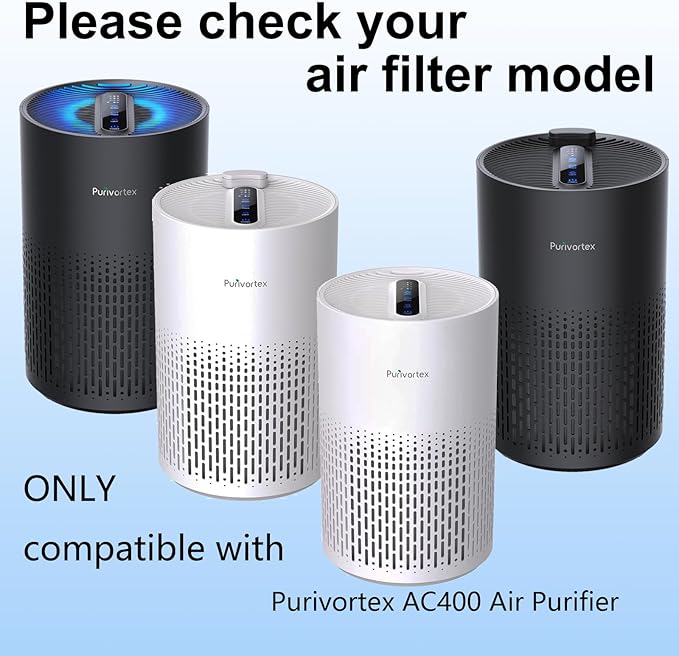 2 Packs AC400 Air Purifiers Replacement Filter Compatible with Purivortex AC400 Air Purifier, High Efficiency AC400 H13 True Replacement Filter