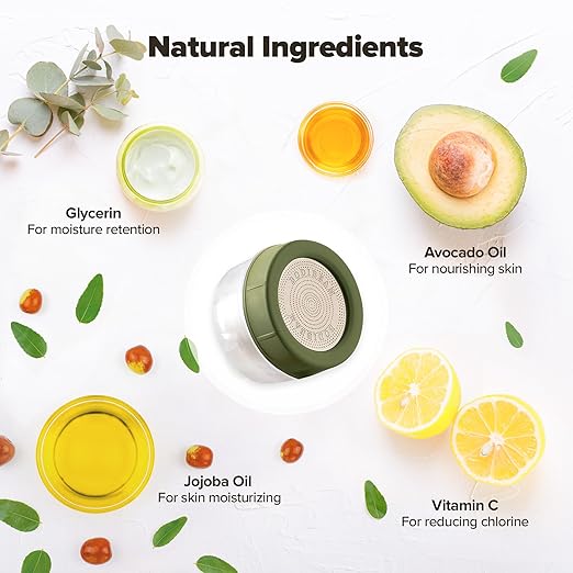 Water Filter for Sink Faucet, Double-Step Filtration, Vitamin C Gel, NSF Certified, Snowflake Holes - Removes Impurities, Chlorine and Rust - Skin Hydration, Made in Korea, Olive Green