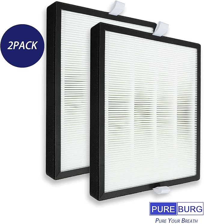 PUREBURG Replacement Filter Compatible with PARTU BS-10 Air Purifier, 2-Pack H13 HEPA Activated Carbon 2-in-1 3-Stage Filtration Air Clean Dust