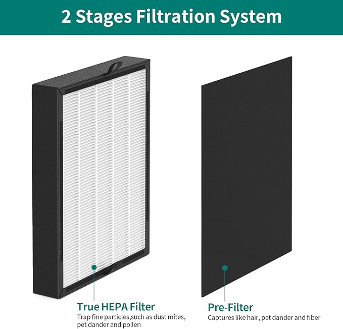 2-Pack 45i and Flex True Replacement Filter Compatible with BreatheSmart Flex and 45i Purifiers, 2×2-in-1 Filters + 2×Carbon Pre-Filters