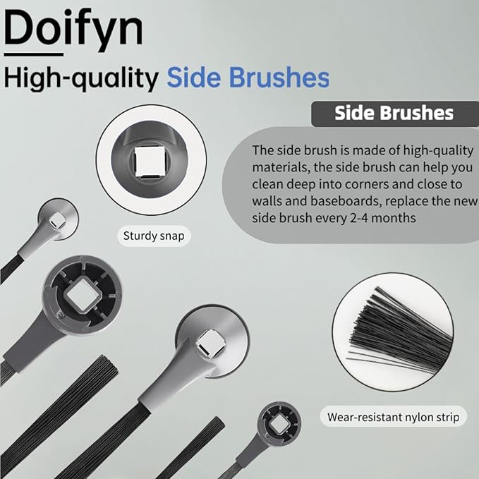 Replacement Parts Compatible with Shark AI AV2501S AV2511AE AV2501AE RV2502AE RV2610WA AV2510AOUS RV2520AOUS Robot Vacuum Cleaner, 1Main Brush, 2 motor pre-filters, 2Foam Filters, 6Side Brushes