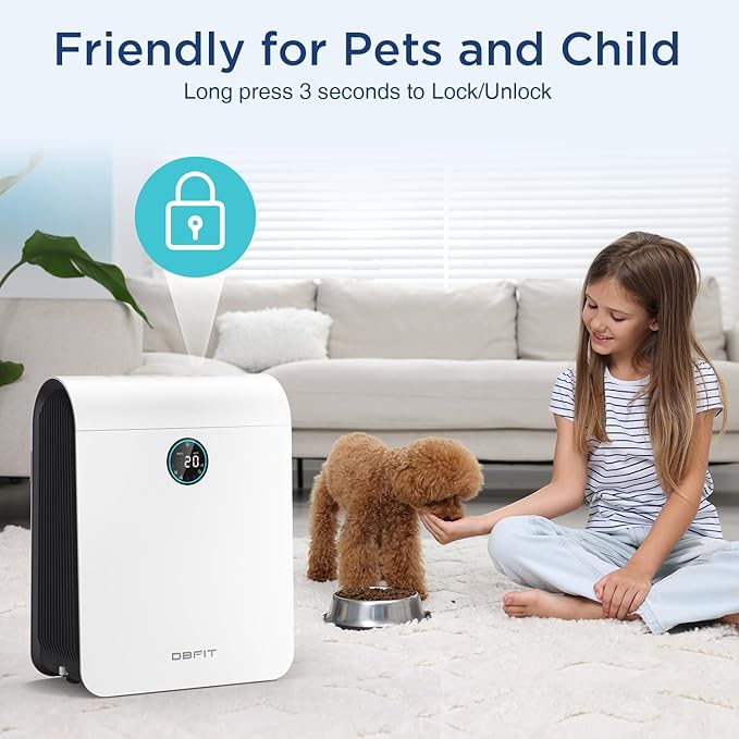Air Purifiers for Home Large Room Up to 2590 ft² with PM 2.5 Display Air Quality Sensor, DBFIT H13 HEPA Air Purifier with Washable Filter, Auto Mode, Air Cleaner for Smoke Dust Pollen Pets Hair Odor