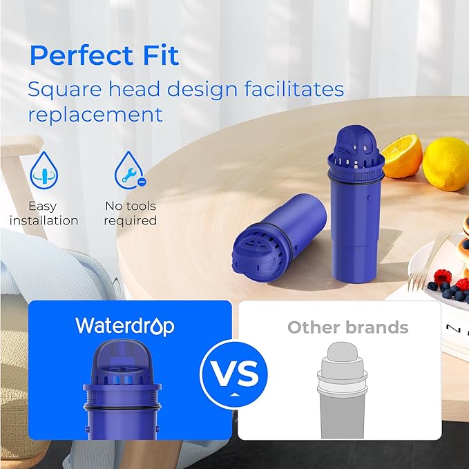 Waterdrop Replacement for Pur®, Plus Water Filter, CRF950Z NSF Certified Pitcher Water Filter, Compatible with All Pur® Pitchers and Dispensers PPF951K, PPF900Z and More, Pack of 3