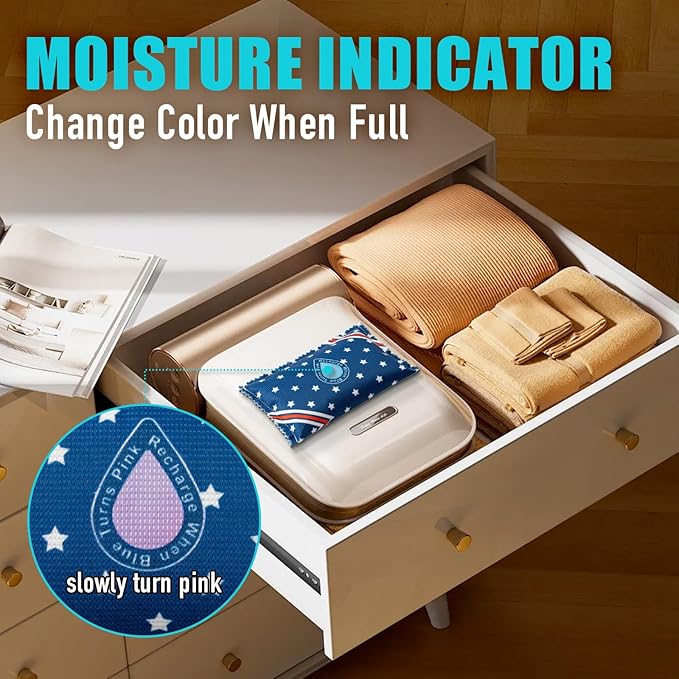 Rechargeable Dehumidifier Bags (2 x 200g) Microwave Reactivated Silica Gel Desiccant Window Condensation Absorber Reusable Moisture Absorbers for Car, Gun Safe, Closet, Garage Storage