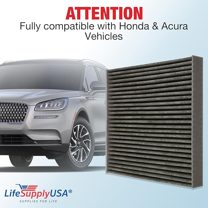 LifeSupplyUSA Replacement Premium Cabin Air Filter Replacement CP134 (CF10134) with Activated Carbon Washable/Reusable Compatible with Honda & Acura Vehicles