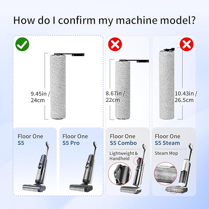 Roller Brush and Filters Replacement Compatible with Tineco Floor ONE S5/Floor One S5 Pro Cordless Vacuum Cleaner,Replacement Parts Include 3 Brush Rollers, 3 Filters
