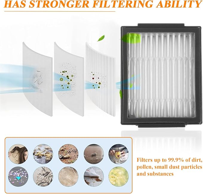 Filter Replacement Parts for i-Robot Roomba E I & J Series i7 i7+/plus i3 i3+ E5 E6 E7 i4 i6 i6+ i8 i8+ Vacuum Cleaners, 12 Pack 4639161 Filter + 1 Cleaning Brush