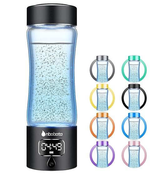Hydrogen Water Bottle Generator with SPE/PEM Technology, Portable Hydrogen Water Ionizer Machine, Birthday,Xmas Gift for Family Friends Office Travel Sports (Black, 9.05*Φ2.63in)