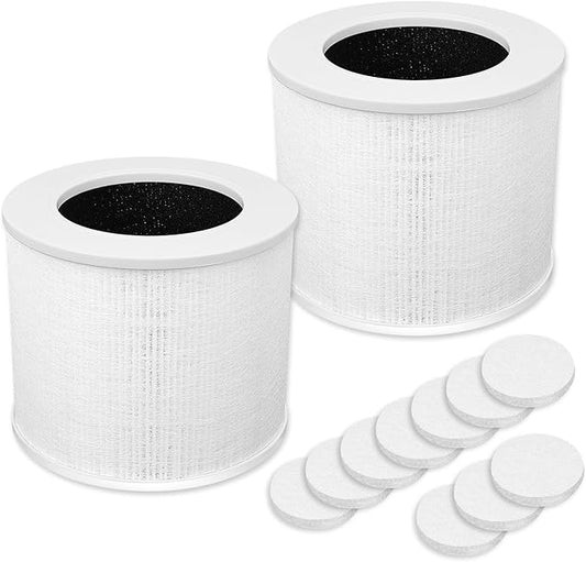 KEEPOW Filter Replacement Compatible with Levoit Core Mini Air Purifier, 2 High-Efficiency Activated Carbon Pre-Filter with 10 Aroma Pads