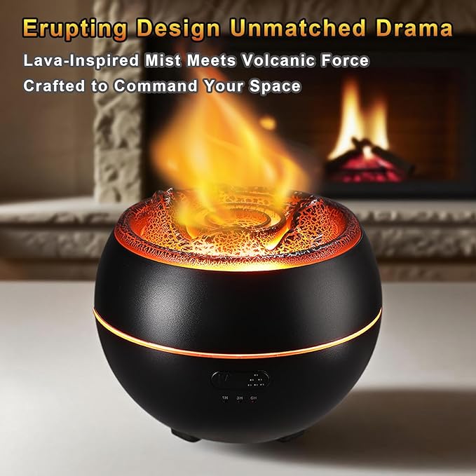 2 Pack Essential Oil Diffuser,Colorful Flame Air Aroma Diffuser Humidifier,Upgraded 7 Flame Colors Noiseless Essential Oil Diffuser for Home,Office,Yoga with Auto-Off Protection(360ml,Black)