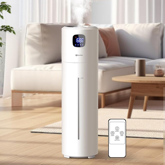 Large Humidifiers for Bedroom, 9L/2.5Gal Ultrasonic Cool Mist, Easy Clean with 350ML/H Large Mist Speed, Quiet Tower, Suitable for Kids Room Plant Yoga (White)
