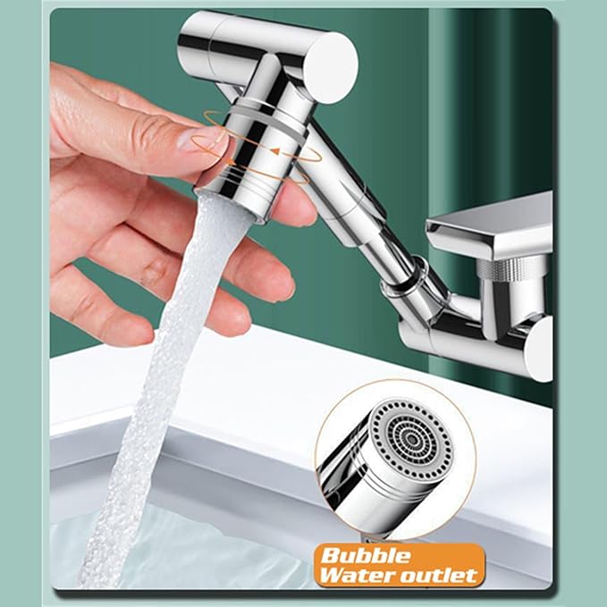 1440° Rotating Universal Faucet Extender with 2 Spray Modes - Adjustable Splash-Free Aerator for Kitchen & Bathroom Sinks, Timnamy Faucet Attachment,For Washing Hair/Face/Dishes (1, Silver)
