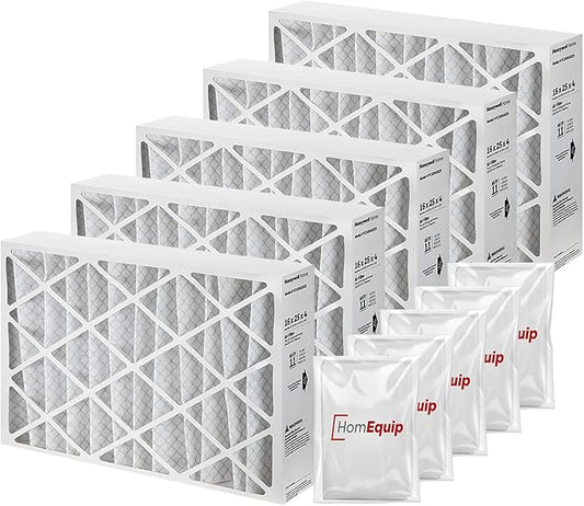 Furnace Filters 16x25x4 - HVAC Air Filter Replacement FC100A1029 Merv 11 with Homequip Easy Disposal Bag (5 Pack)