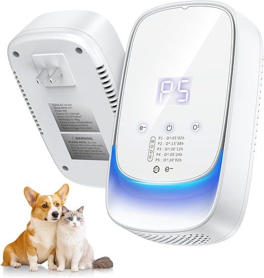 Ozone Odor Eliminator, 99% Odor Eliminator for Strong Pet Odors, Cat Litter Deodorizer, Dog Poof Odor Removal Air Ionizers Plug In Negative Ion Air Purifier for Litter Box, Home, Kitchen, Bathroom