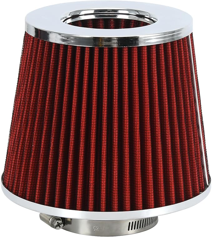 PTNHZ Universal Red 2.5" 63mm High Flow Cold Air Intake Cone Air Filter Power Intake Air Inlet System Air Cleaner