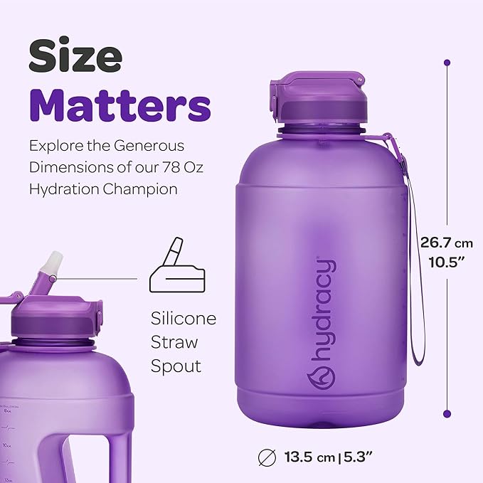 Hydracy Water Bottle with Time Marker -Large BPA Free Water Bottle & No Sweat Sleeve -Leak Proof Gym Bottle with Fruit Infuser Strainer & Times to Drink -Ideal for Fitness Sports & Outdoors