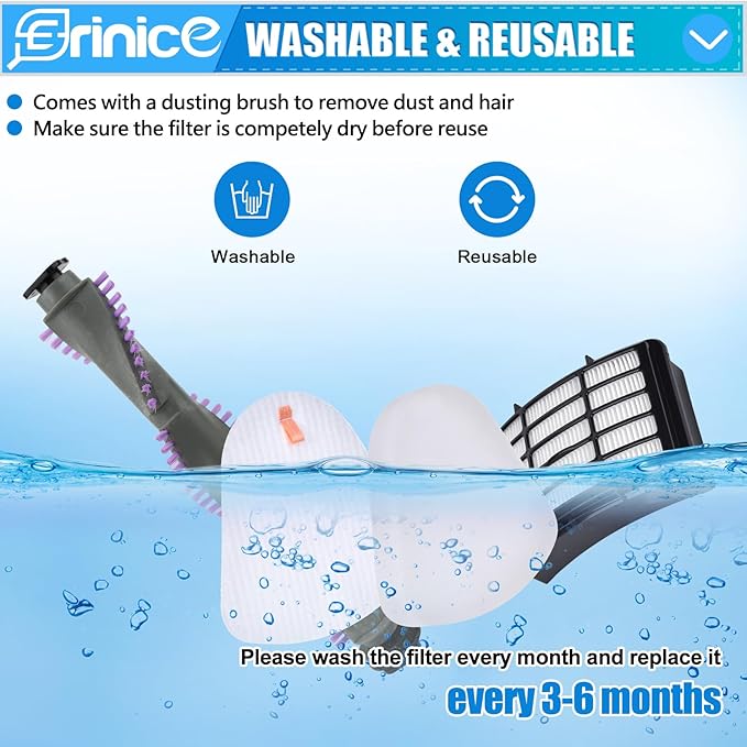 Filter Brush Roller Kit for Shark Navigator Lift Away Vacuum NV350 NV351 NV352 NV355 NV356 NV356E NV357 NV358 NV360 UV440 Replacement Parts, 1 HEPA Filter + 2 Foam & Felt Filter + Brush Roller