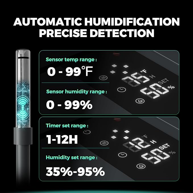 MARS HYDRO Plant Humidifier 5L,with Adjustable Humidity,Timer Function,Ultrasonic Precise and Silent Operation,No-Leak Seal for Grow Tent,Indoor Planting,Greenhouse,Bedroom