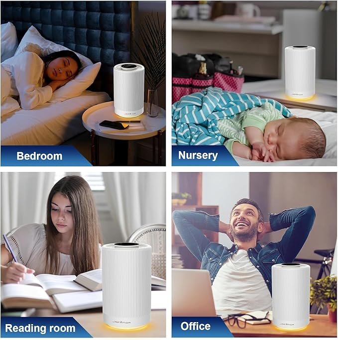 Jafanda Air Purifiers for Home Bedroom Coverage 450 sqft, 23 dB Air Cleaner with Brushless Motor, Effectively Remove Pollen Dust and Odor to Prevent Seasonal Air Diseases, Night Light