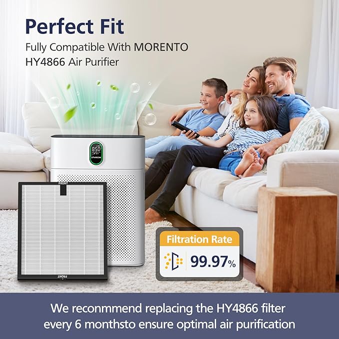 HY4866 Filters Compatible with MORENTO HY4866, WESTHEY HY4866, YIOU M1 Air Purifier, 3-in-1 Efficient Filtration System,Enhanced Version