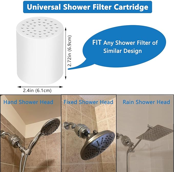25 Stage Shower Filter Replacement Cartridge, 1 Pack Universal Cartridges for Hard Water – Removes Chlorine, Heavy Metals, Iron & Sediments, Fit Any Similar Design Shower Water Filter
