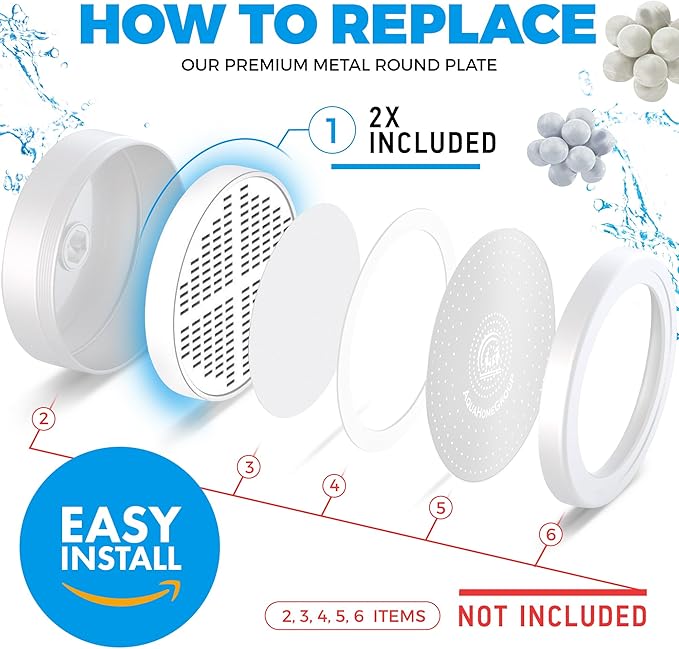 AquaHomeGroup 20-Stage Shower Filter Replacement Cartridge & Vitamin C + E + A Cartridges (2-Pack, No Housing) - Improve Shower Water Quality and Promote Healthier Skin and Hair
